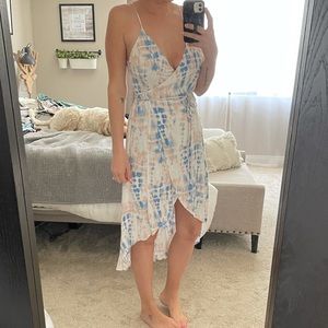 Tie dye high low wrap dress